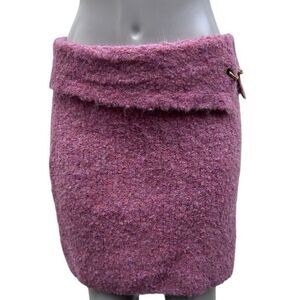 NWT Wild Fable Mini Skirt Women's Large Pink Goldtone Chain Wool Blend Boucle